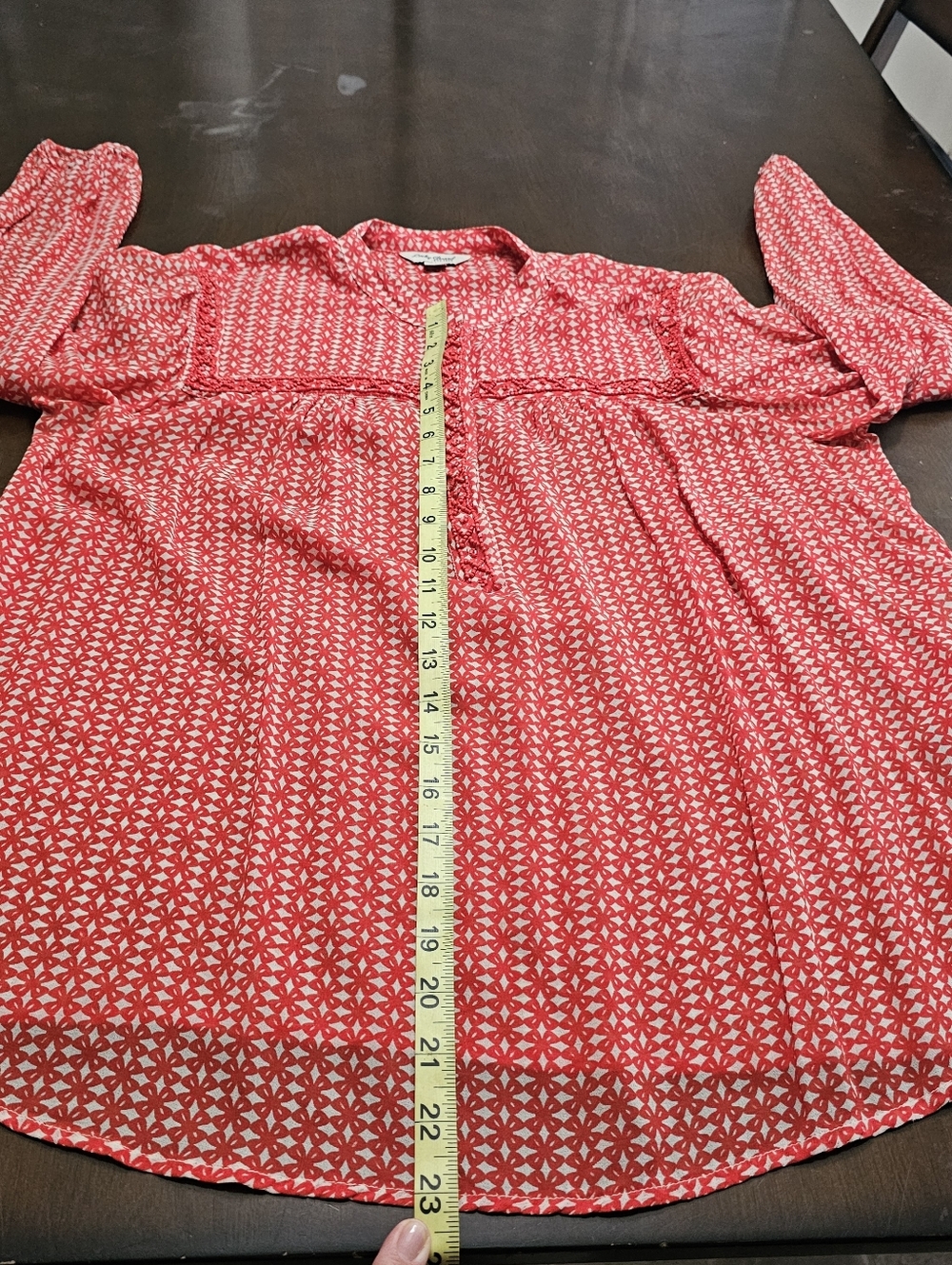 Lucky Brand Sheer Beaded Boho Peasant Blouse Orange Flowy Loose Womens Medium - Picture 8 of 12